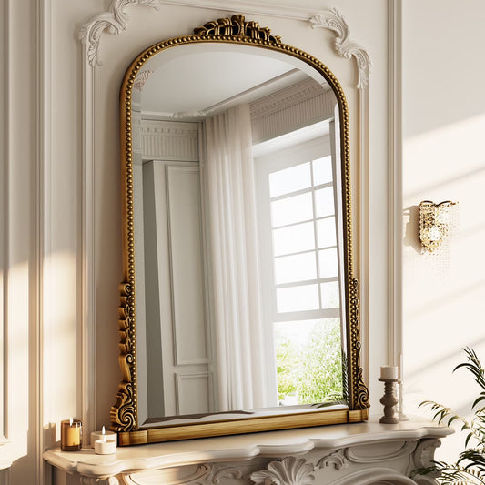40"X 28" Arched Vanity Mirror Decor Wall Mirror for Bathroom,Antique Gold