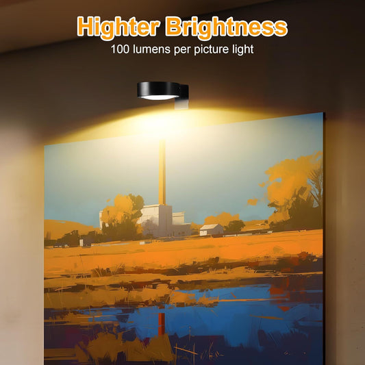 3-Pack Picture Lights for Wall, Rechargeable Battery Operated LED Painting Light