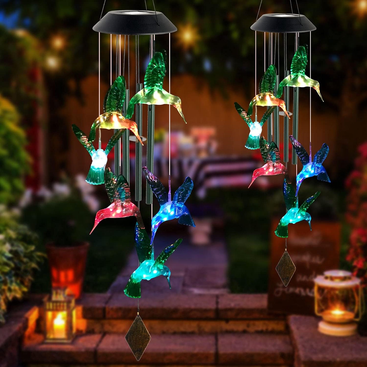 Hummingbird Solar Wind Chimes Outdoor, Father Gift, Birthday Gifts for Mother,Husband,Stepdad,Women,Grandma,Daughter,Aunt,Friend,Wife,Sister. Dad and Mom Gardening Gifts, Yard Decor