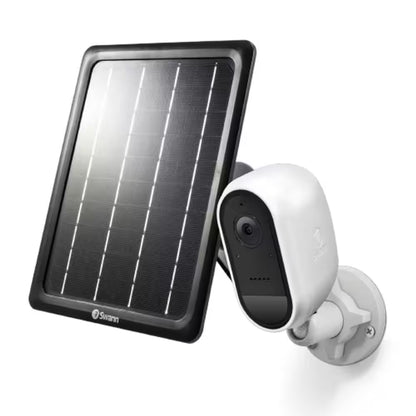 Battery Powered Wireless Indoor/Outdoor Smart Surveillance Bullet Camera with Solar Panel and Mounting Stand