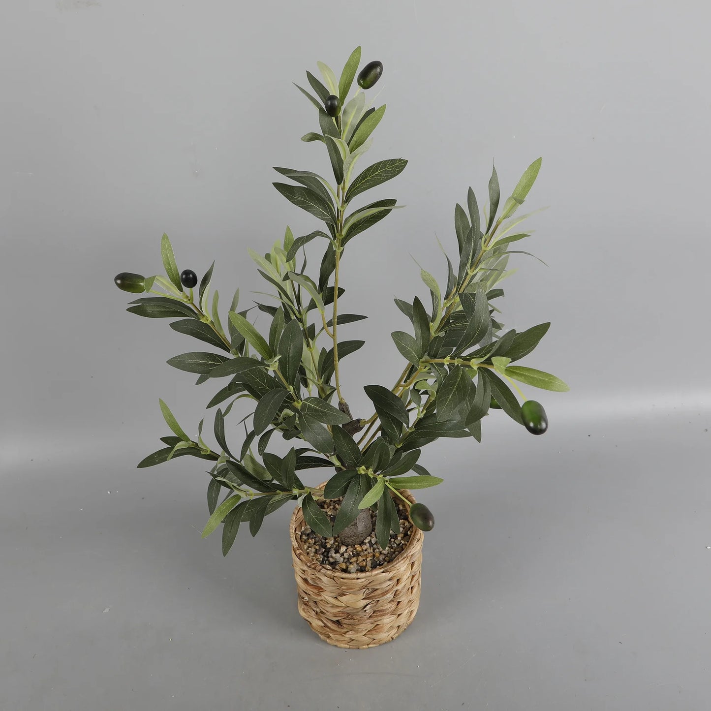26" Artificial Olive Tree in Natural Woven Rattan Basket