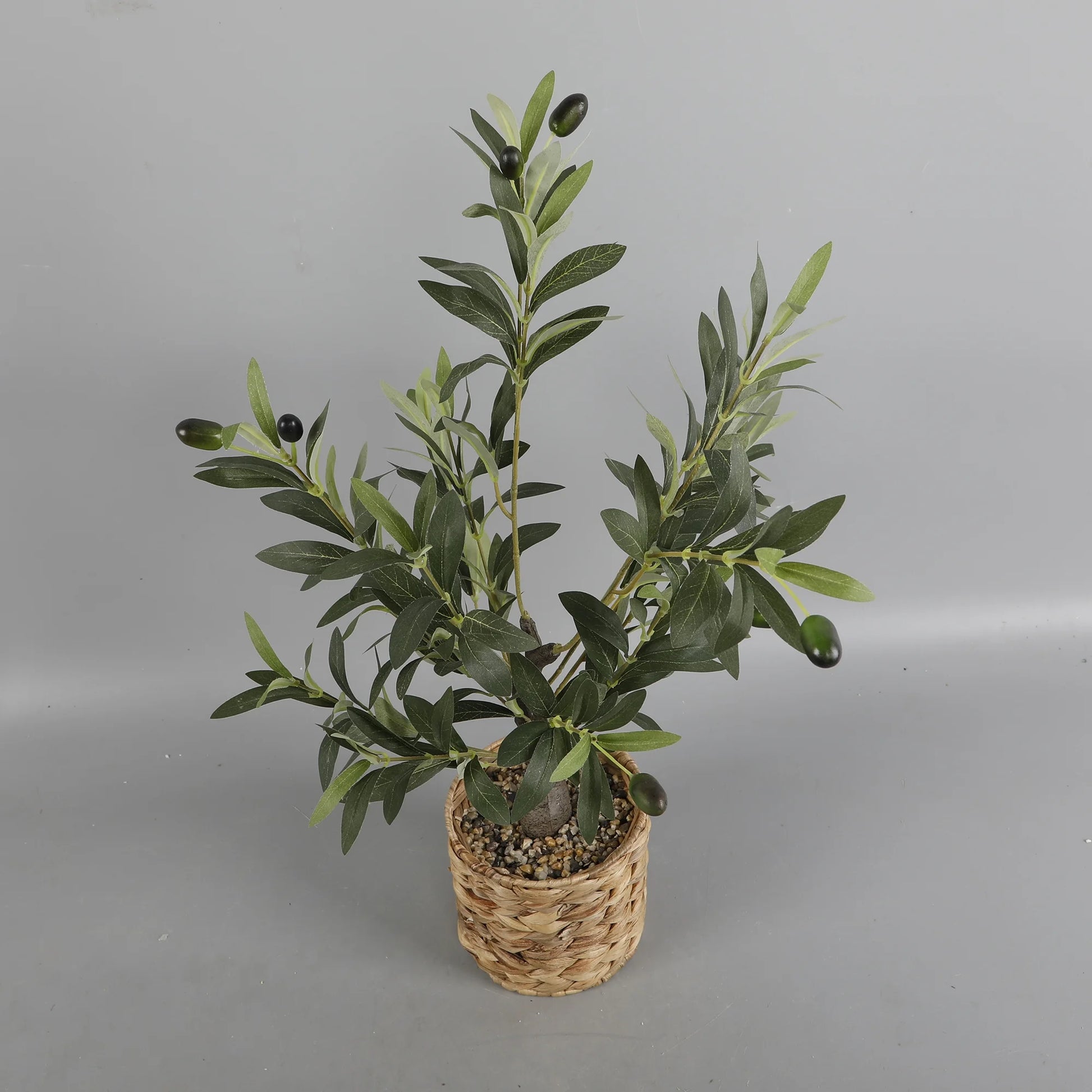 26" Artificial Olive Tree in Natural Woven Rattan Basket