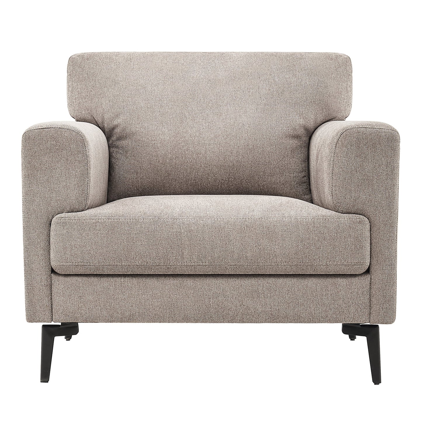 Accent Chair Set of 2, 37.8" Wide Linen Upholstered Living Room Armchairs, Modern Comfy Fabric Lounge Arm Chairs for Bedroom, Light Brown