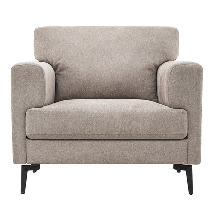 Accent Chair Set of 2, 37.8" Wide Linen Upholstered Living Room Armchairs, Modern Comfy Fabric Lounge Arm Chairs for Bedroom, Light Brown