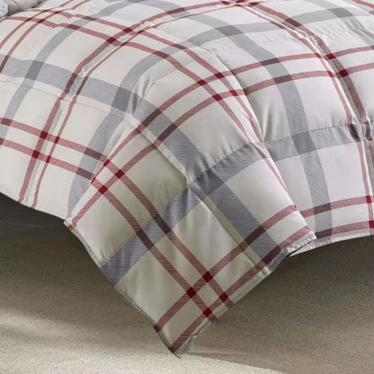 Portage Bay 3-Piece Beige Plaid Cotton Full/Queen Duvet Cover Set