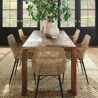Summerpoint 120-Watt 2-Light Black Shaded Pendant Light with Natural Woven Shade, No Bulbs Included