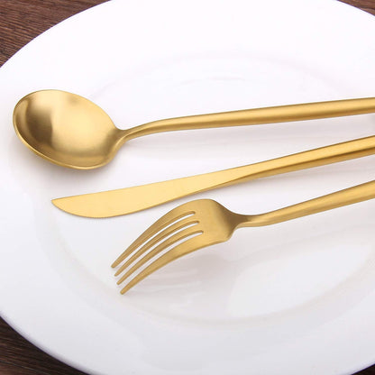 Matte Gold Silverware Set,  20-Piece Stainless Steel Satin Finish Flatware Set Service for 4, Kitchen Utensil Set, Tableware Cutlery Set for Home and Restaurant