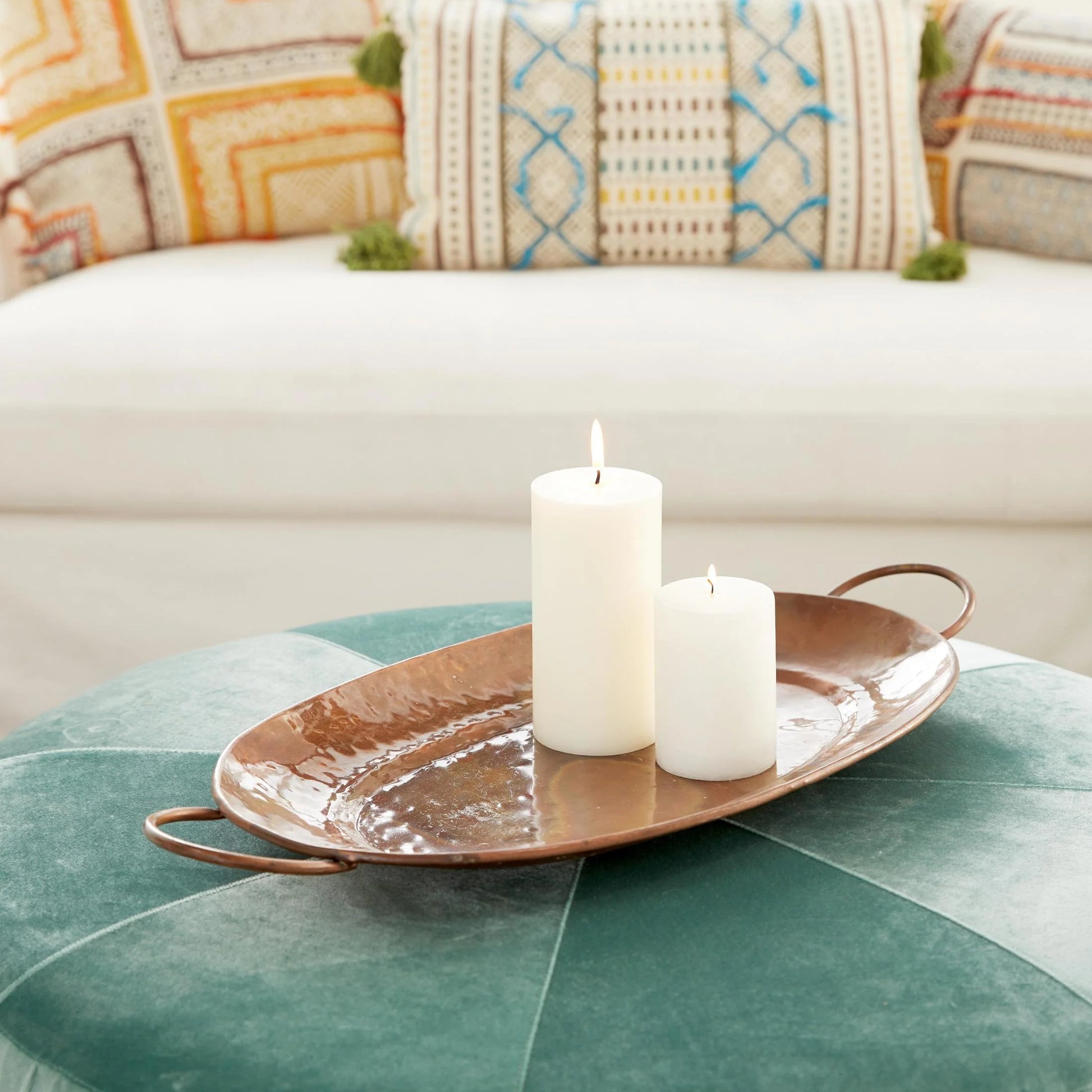 27"W, 3"H Copper Metal Tray, 3-Pieces