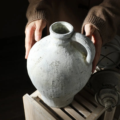 Retro and Nostalgic Handmade Ceramic Vases 25.5CM High Handmade Style Flower Vase Dried Flowers Decorative Home Decoration