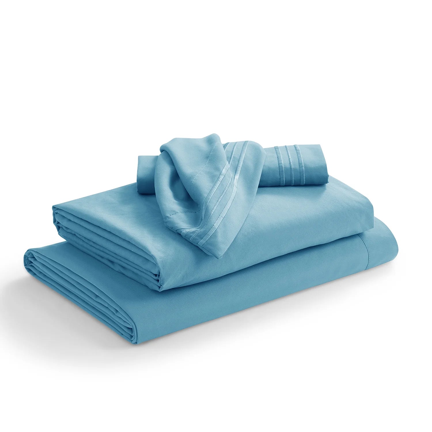 Twin XL Sheet Sets, 1800 Series Deep Pocket 3 Piece, Luxury Soft Microfiber Bed Sheet Sets, Beach Blue