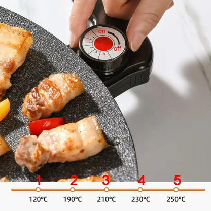 AORAN 1500W Portable Electric Korean BBQ Grill, Indoor Smokeless Grillnon-Stick Grill Pan, Adjustable Temperature Control,Nonstick Surface,Comal