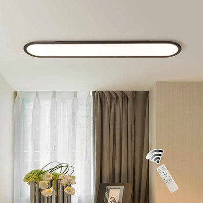 Modern Linear Ceiling Lights,48W Dimmable LED Ceiling Lamp,Full Spectrum Long Ceiling Light,39.4 Inch Ultra Thin Low Profile Light Fixture for Bedroom Kitchen Closet Hallway, Black/3000-6500K