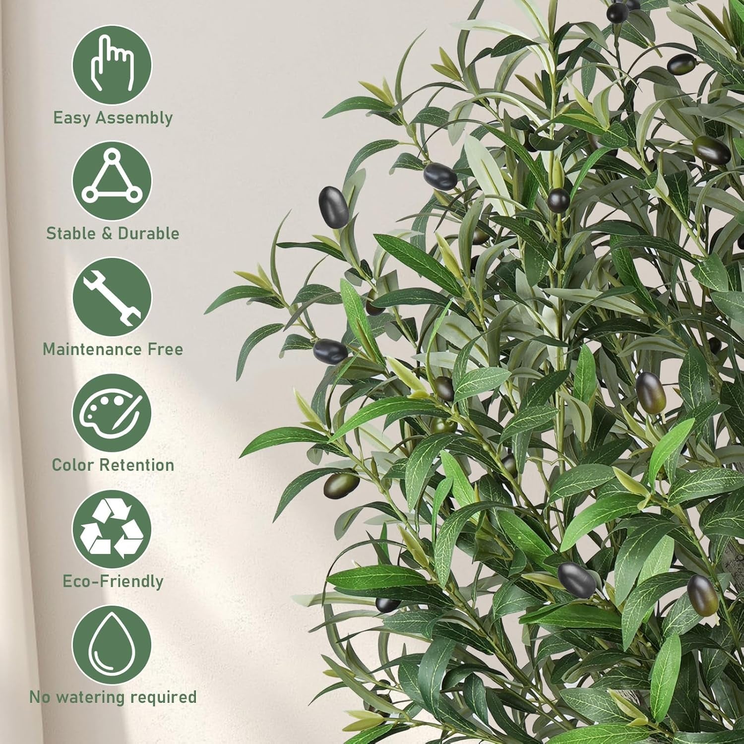 Artificial Olive Tree,6 FT Tall Faux Silk Olive Trees Indoor with 2100 Dense Lea