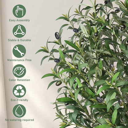 Artificial Olive Tree,6 FT Tall Faux Silk Olive Trees Indoor with 2100 Dense Lea