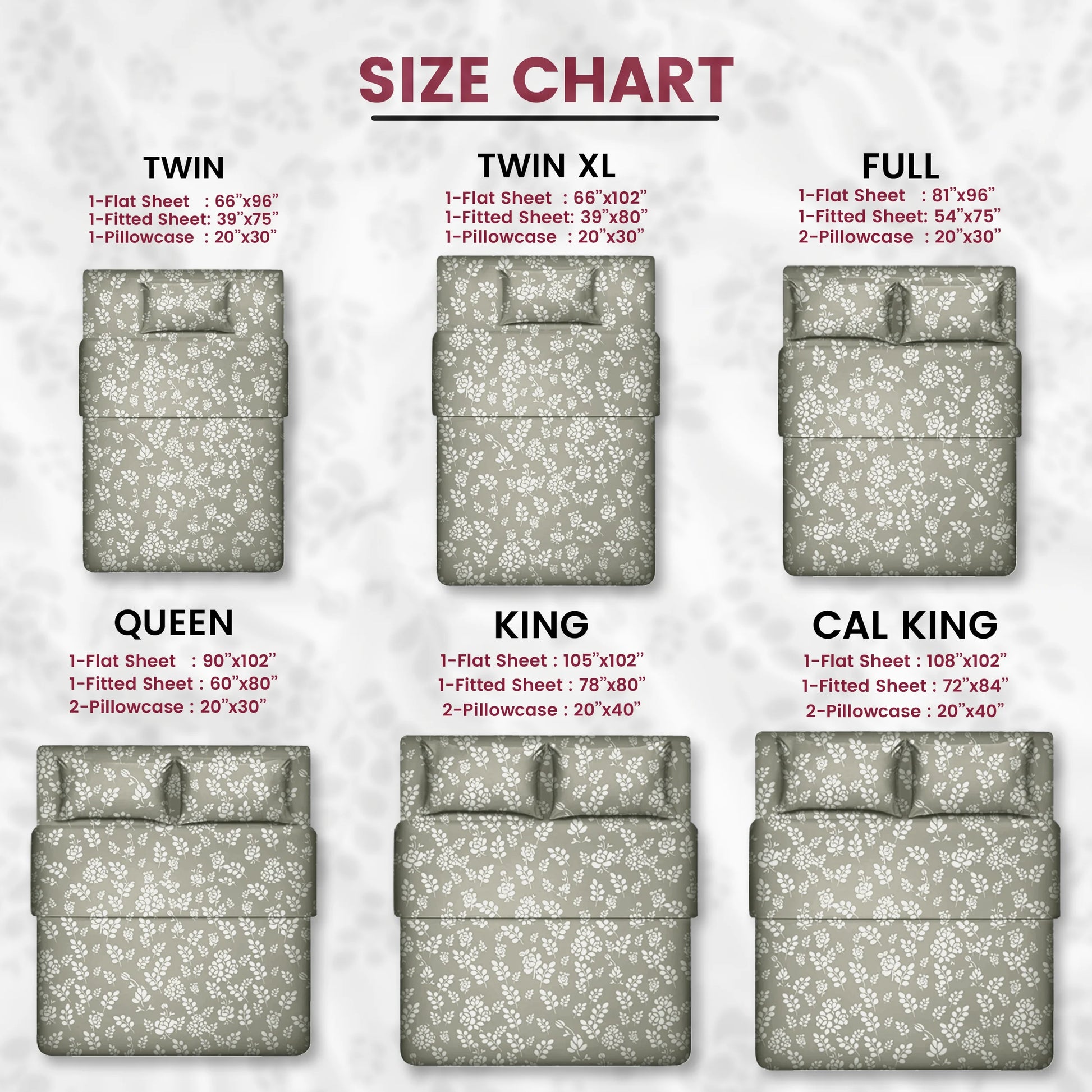 Bed Sheets, Microfiber Upto 16 Inch Deep Pocket Twin Sheets Set - Floral, Taupe