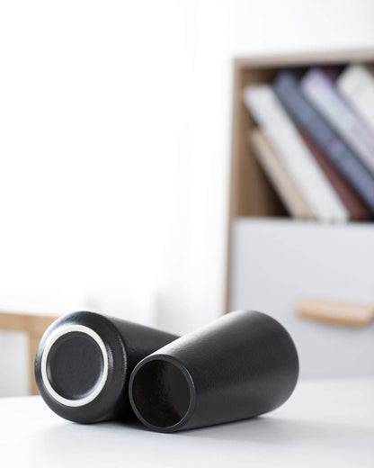 Matte Black Vase - Black Flower Vase, 6" Small Simple Modern Ceramic Vases for Flower/Pampas Grass, Minimalist Farmhouse Boho Vase for Centerpieces, Home Decor, Bathroom Decor