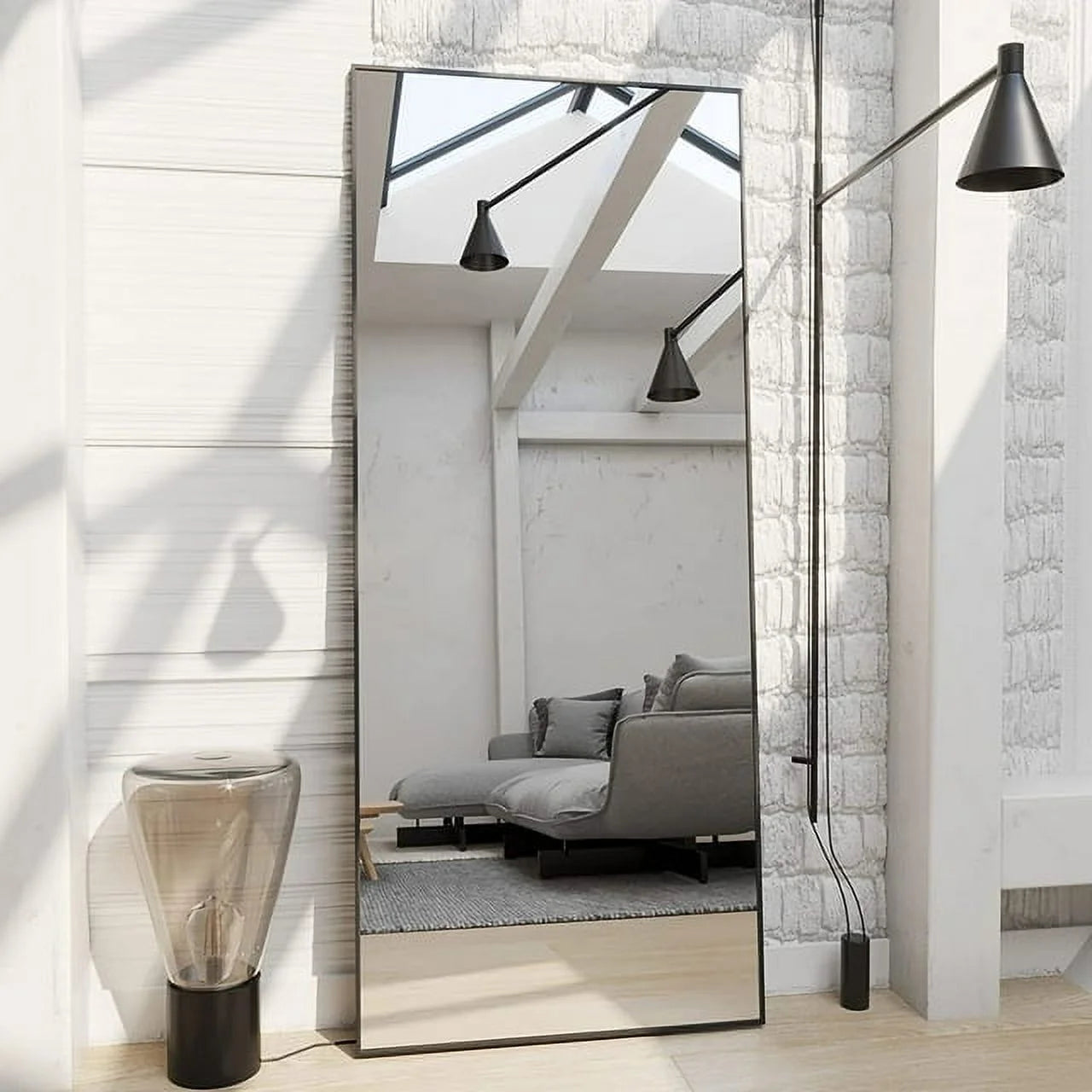 76"X34" Oversized Full Length Mirror Rectangle Wall Mirror Floor Mirrors for Leaning, Black