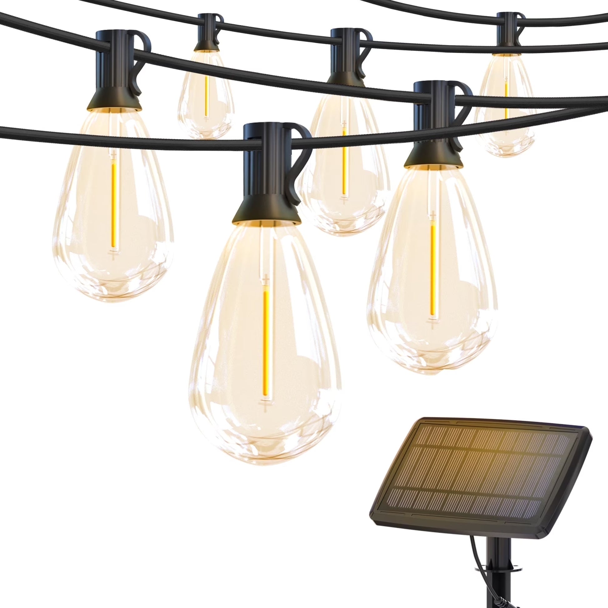 Solar Outdoor String Lights, 100Ft S14 LED Patio Lights with 24 Bulbs, String Lights for Porch Backyard