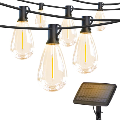 Solar Outdoor String Lights, 100Ft S14 LED Patio Lights with 24 Bulbs, String Lights for Porch Backyard