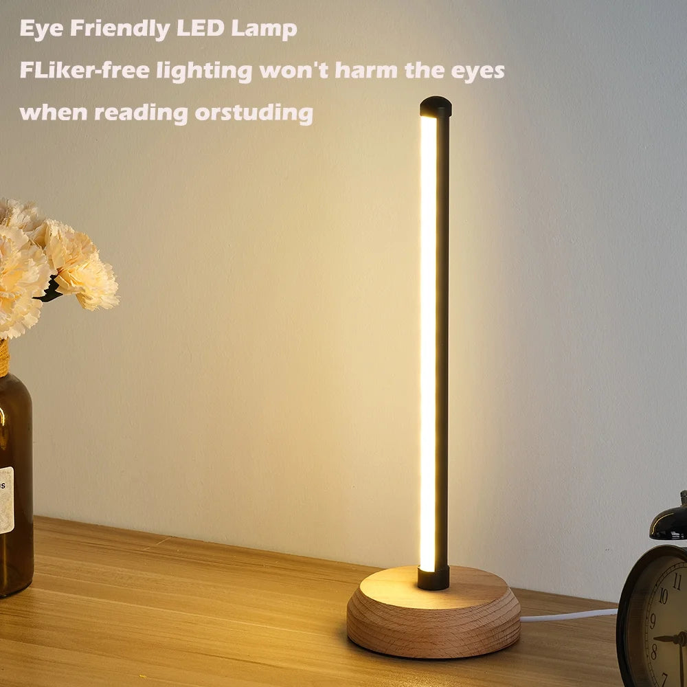 Simple Designs, Wood Base Mini Table Lamp, 13.4" H,Black,3-Color Temperature