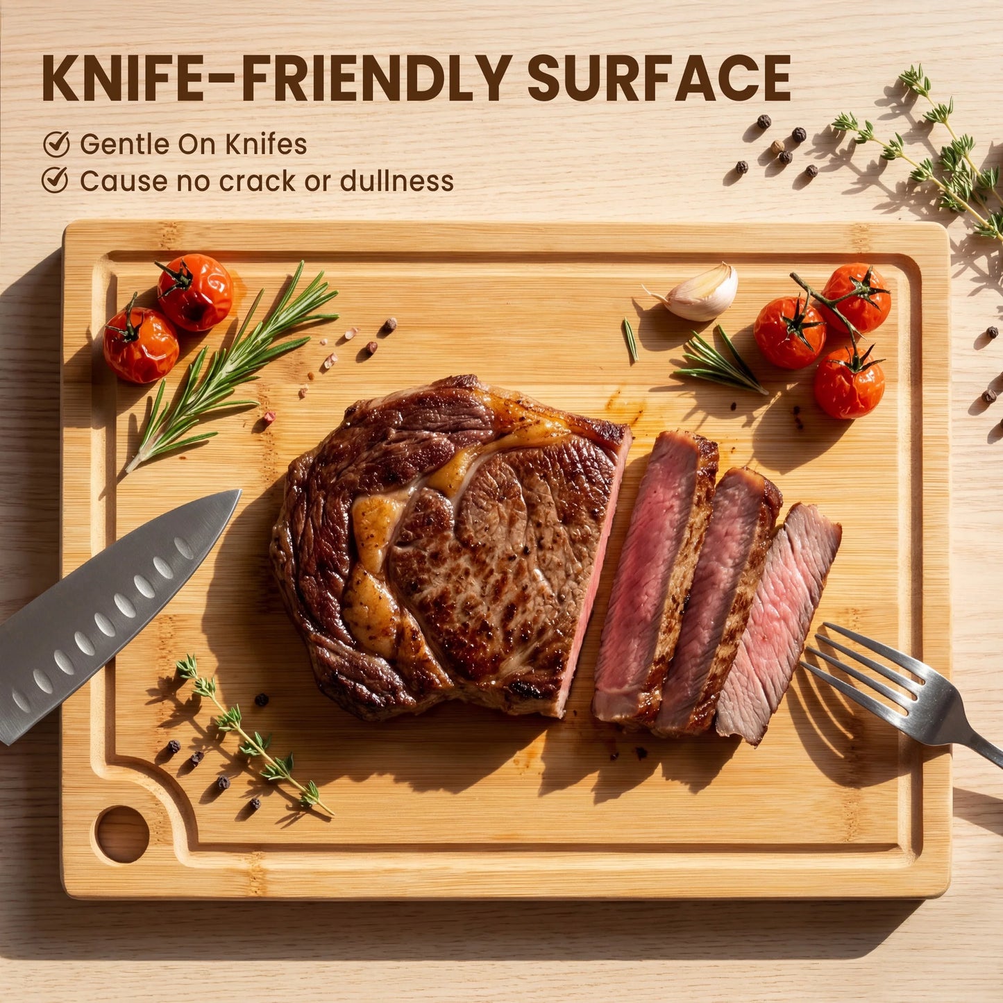 Bamboo Cutting Board, 3 Pcs Cutting Board with 3 Hooks, Wood Chopping Boards for Kitchen, Deep Juice Groove for Vegetables and Meat