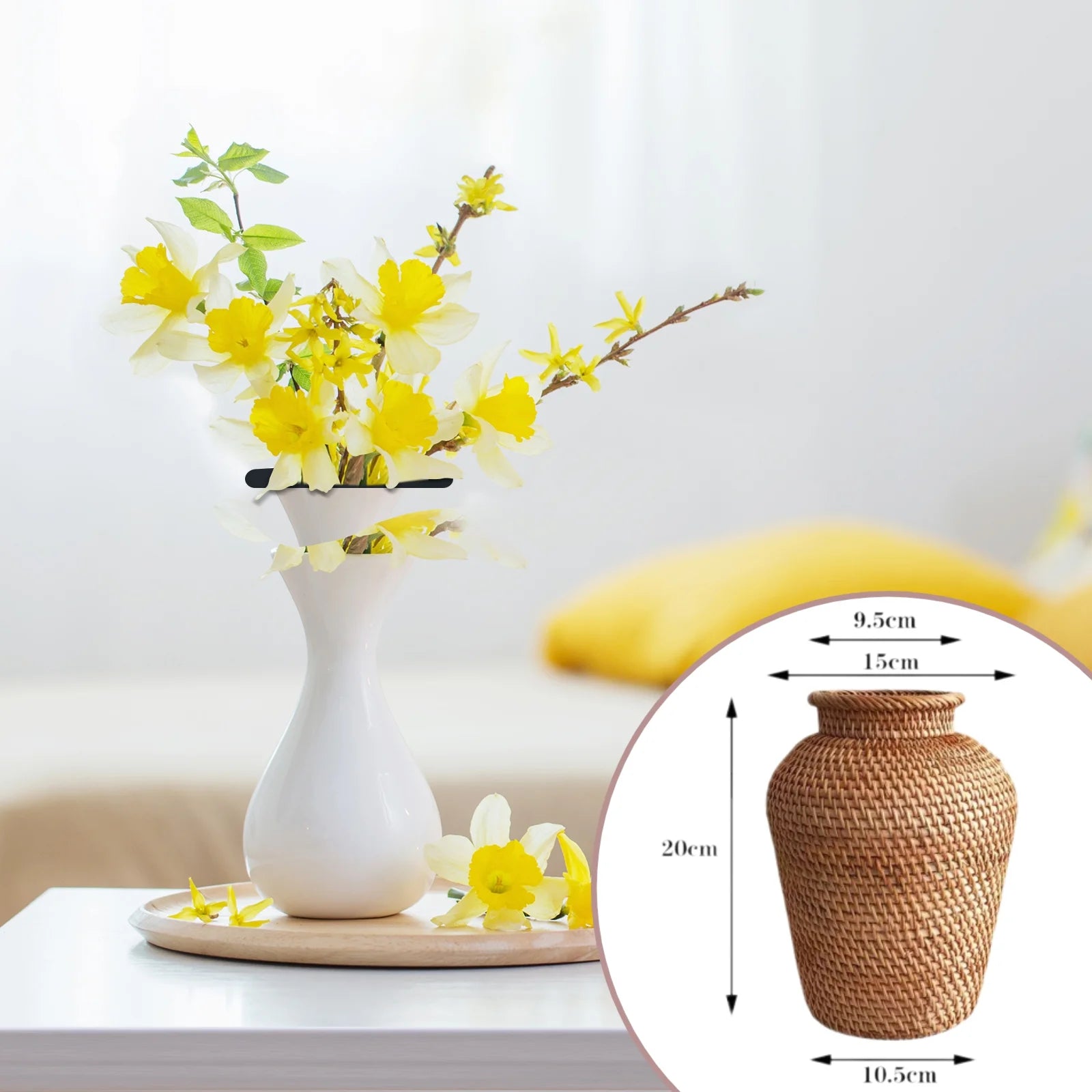 Rattan Vase Flower Pot Holder Plant Storage Wicker Vases Decor