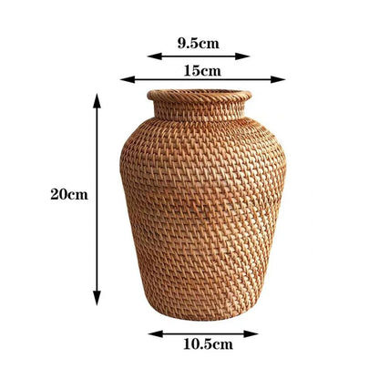 Rattan Vase Flower Pot Holder Plant Storage Wicker Vases Decor