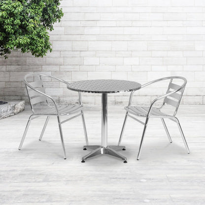 23.5" round Aluminum Indoor-Outdoor Table with Base