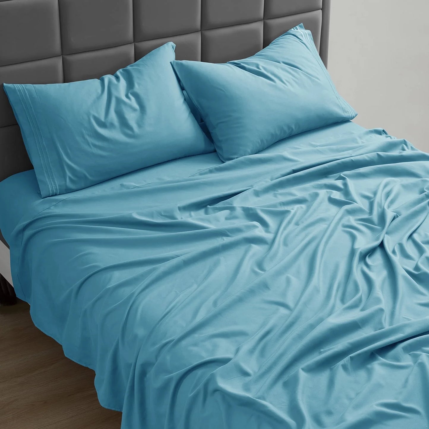 Twin XL Sheet Sets, 1800 Series Deep Pocket 3 Piece, Luxury Soft Microfiber Bed Sheet Sets, Beach Blue