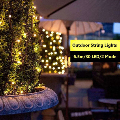 21Ft 30 LED Solar Fairy String Lights, Outdoor Pathway Landscape Night Lights Garden Crystal Ball Decorative Wall Lights Waterproof for Home Garden, Patio, Yard, Home Decoration