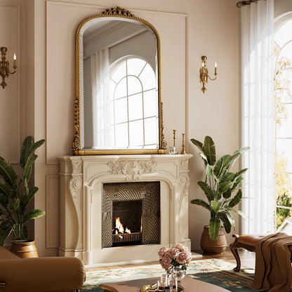 40"X 28" Arched Vanity Mirror Decor Wall Mirror for Bathroom,Antique Gold