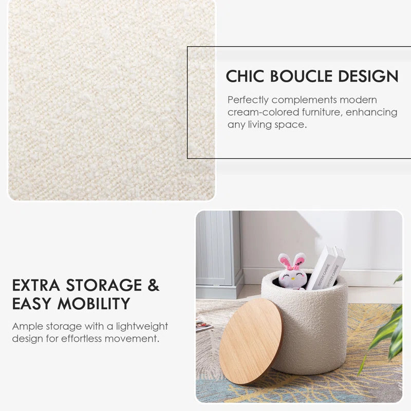 Darasimi 16'' Wide Boucle Upholstered Storage Ottoman