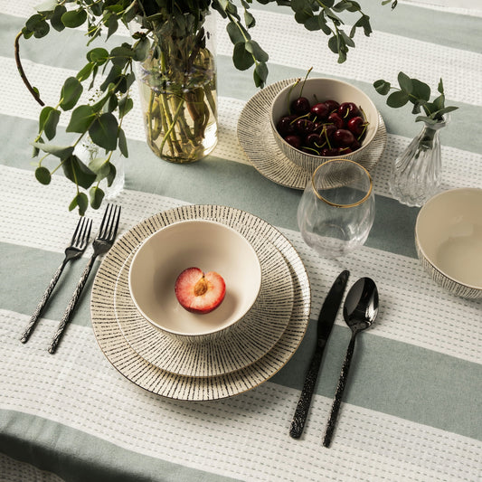 Riley 12-Piece Ceramic Dinnerware Set