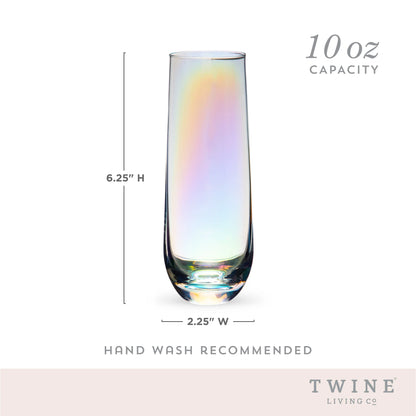 Luster Champagne Flutes for Outdoor, Home Bar Gifts, 10 Oz Set of 2