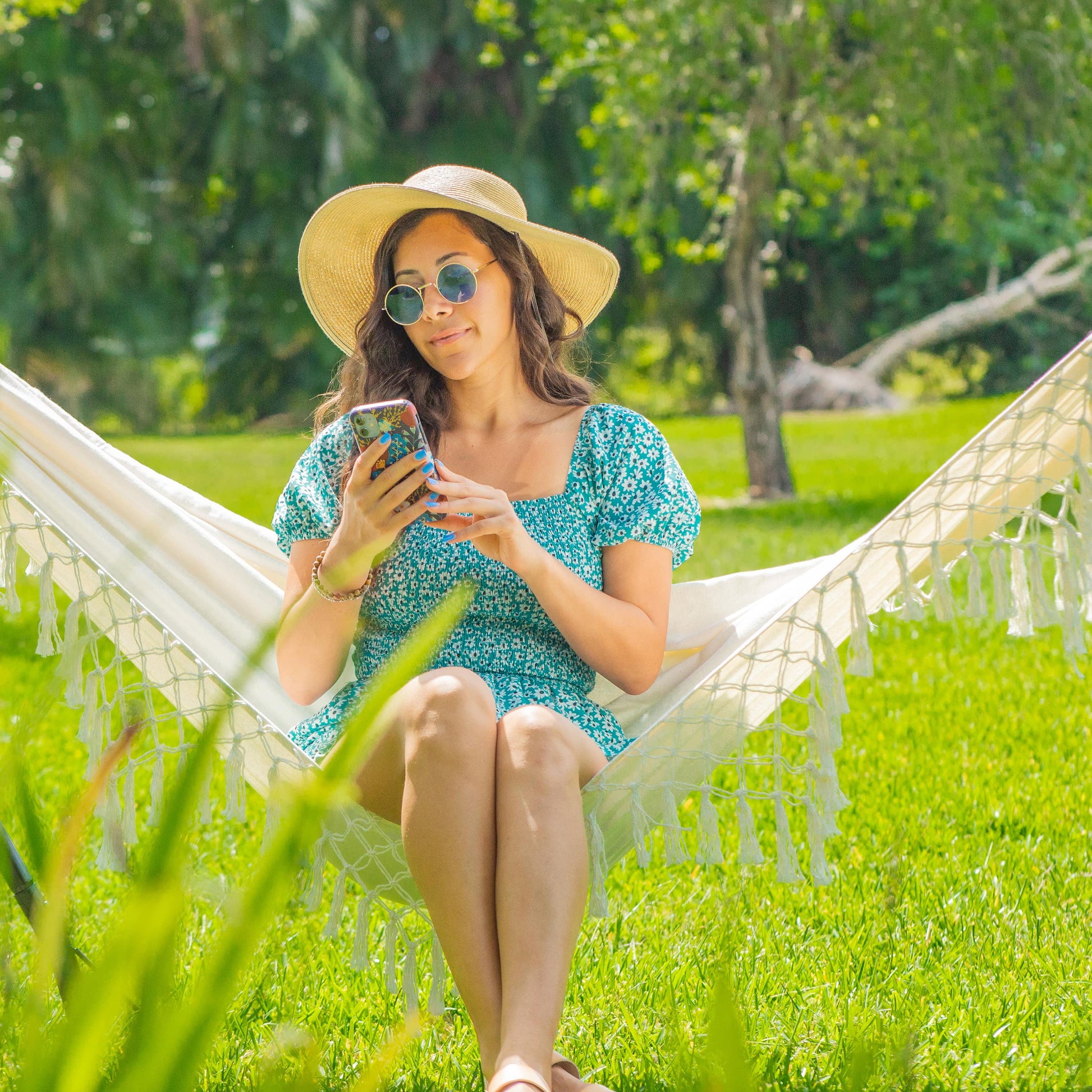 40” Wide Brazilian Style Hammock in a Bag with Decorative Fringe & Hanging Hardware, 250 Lb. Capacity