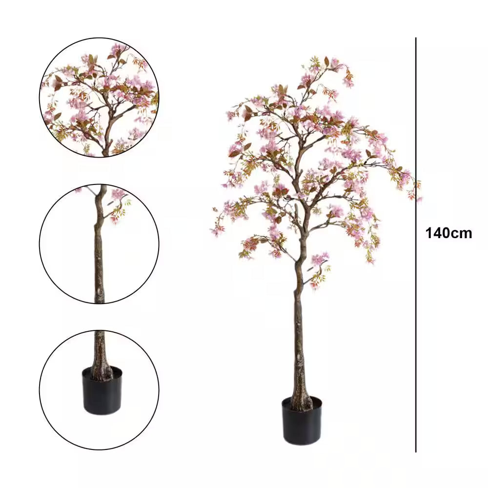 4.6 Ft. Artificial Trees, Realistic Potted Silk Begonia Flower Tree, Faux Artificial Tree in Potted