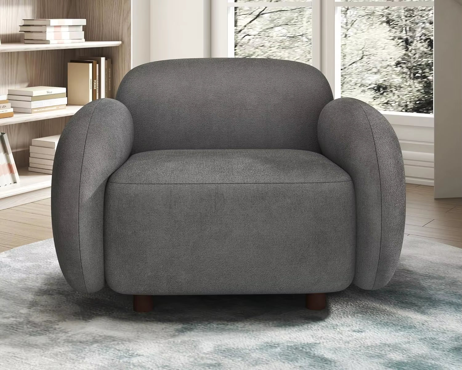 3 Seater Sofa, Modern Couch with Soft Boucle Upholstered, Comfy Cloud Sofa Couch for Living Room Home Office Sherpa Curved Couch
