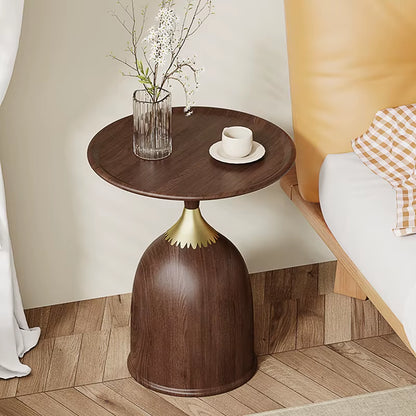 Walnut Color Side Table Carbon Steel Imitation Wood Grain Coffee Tables Bedroom Bedside Cupboard Antique Style Modern Furniture