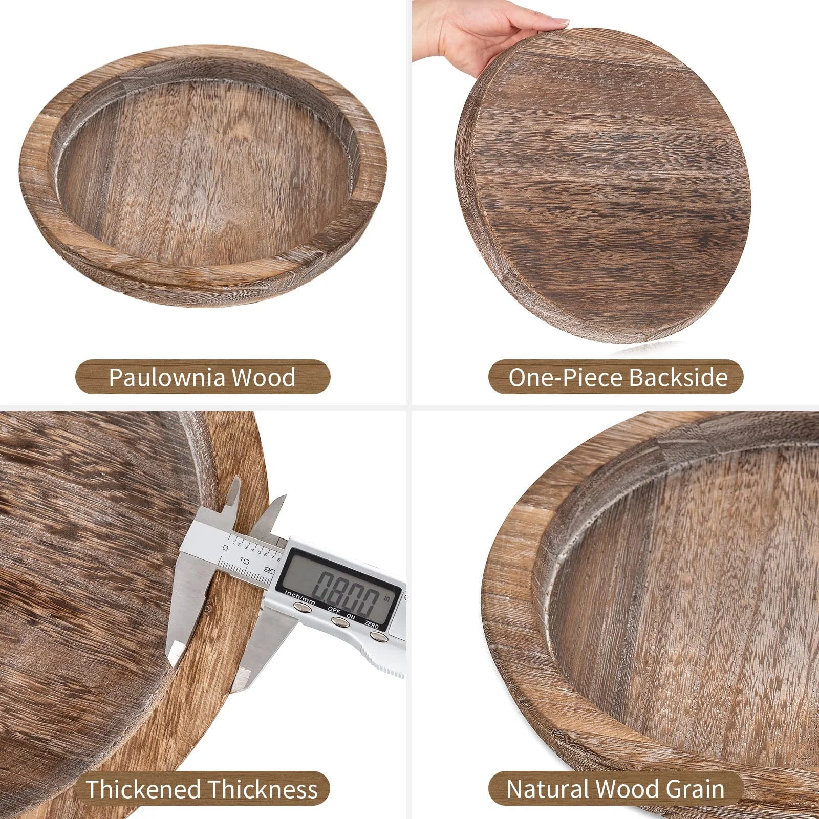 Decorative Candle Tray Decor: round Wooden Trays for Decor，Farmhouse Coffee Table Tray Decor Centerpiece