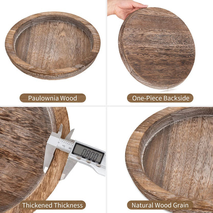 Decorative Candle Tray Decor: round Wooden Trays for Decor，Farmhouse Coffee Table Tray Decor Centerpiece