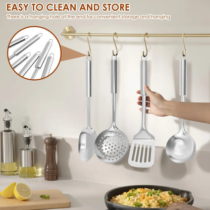Ihvewuo 6 Pcs Cooking Utensils Set Stainless Steel Kitchen Utensil Set Heat Resistant Wok Utensils Set Versatile Kitchen Cooking Utensils Set for Home Kitchen Cooking