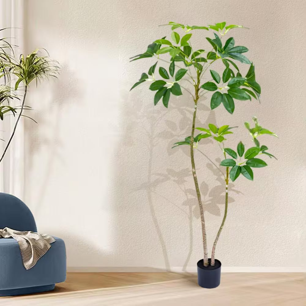 5. 2 Ft. Tall Artificial Tree ，Umbrella Fake Plants Artificial Plants with Planter, Umbrella Tree in Pot