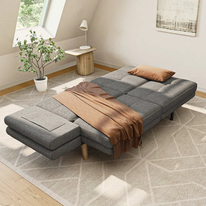 Nazeer 70.9" Futon Loveseat Sofa, Reclining Linen Sofa Bed