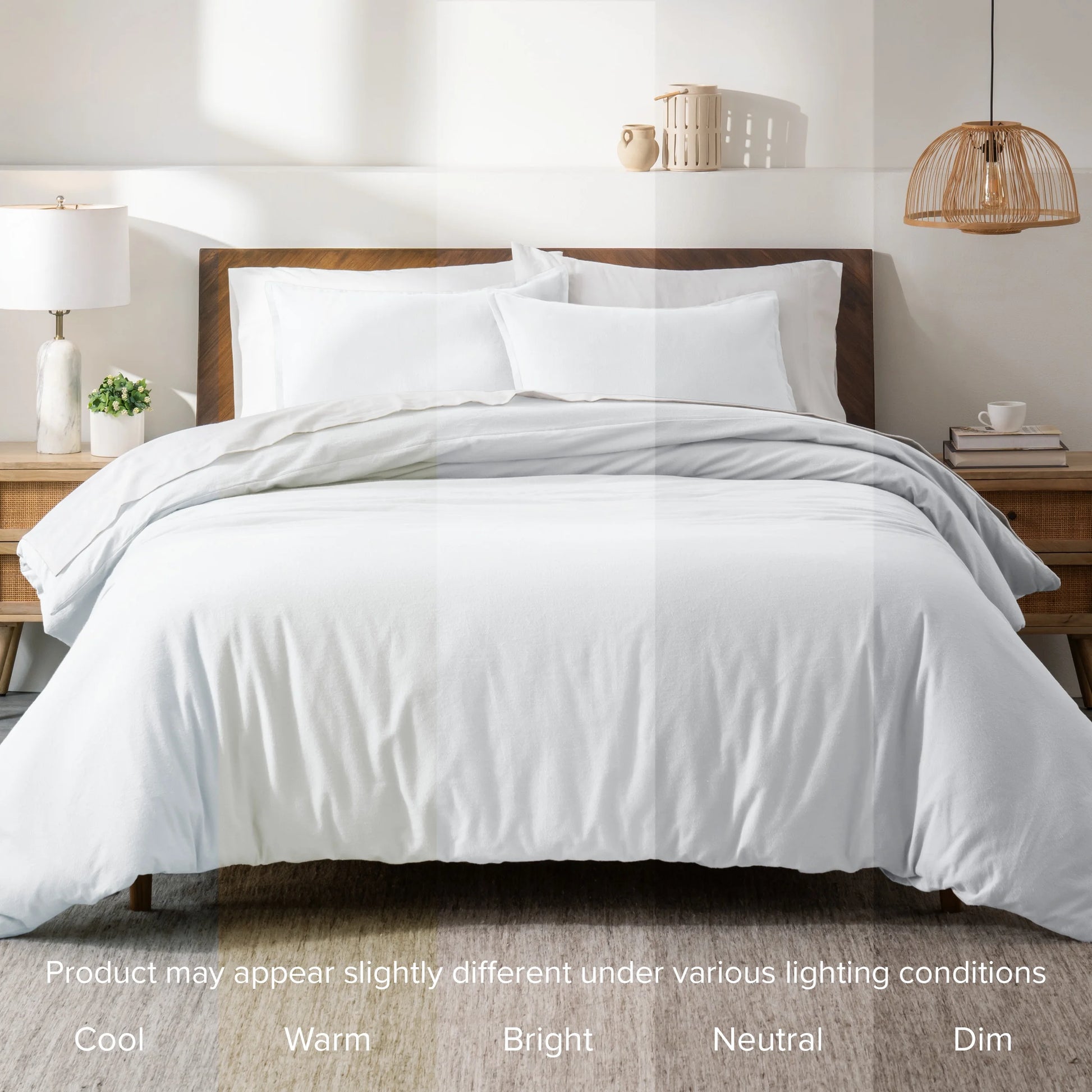 Flannel Duvet Cover Set - 100% Flannel Cotton - Double Brushed - Full/Queen, White