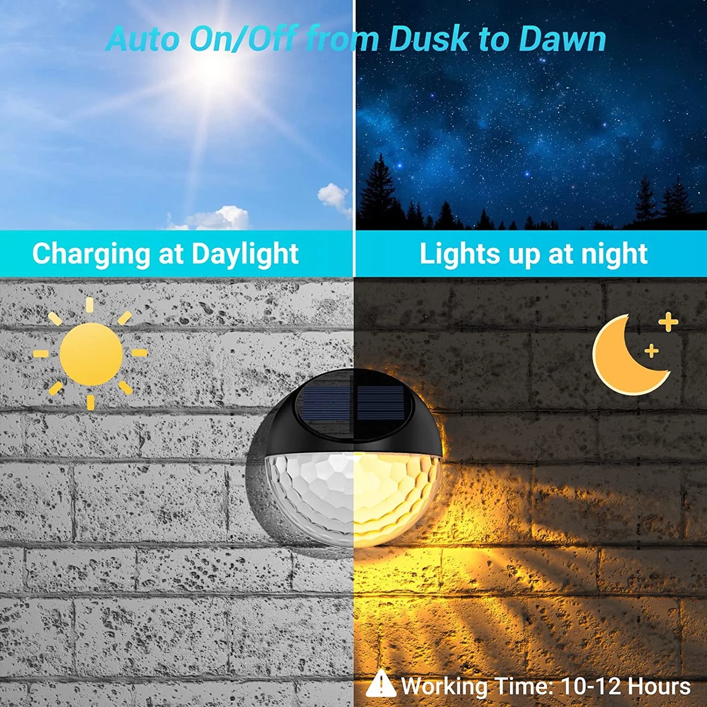 Solar Fence Lights -2 Pack, IP65 Waterproof LED Solar Deck Lights Auto On/Off Solar Wall Decorative Lights for outside Wall Garden Patio Deck Yard Path Porch (Warm White)