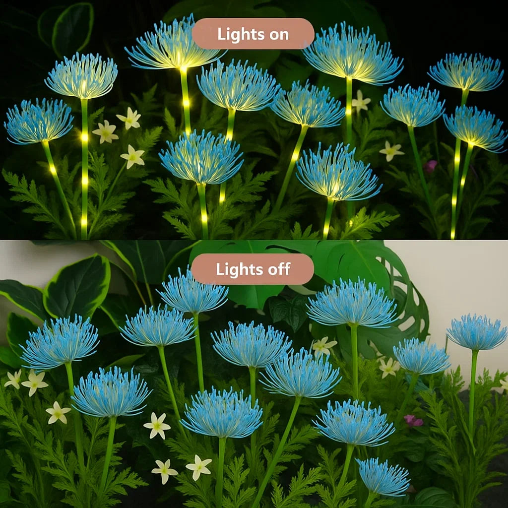 Blue Flower Solar Garden Lights Outdoor, Fairy Waterproof Solar Lights for Yard Pathway Patio Outdoor Decor