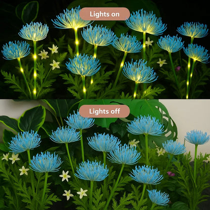 Blue Flower Solar Garden Lights Outdoor, Fairy Waterproof Solar Lights for Yard Pathway Patio Outdoor Decor