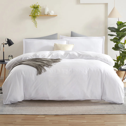 3Pc Duvet Cover Set, Luxury Microfiber Duvet Cover Queen with Pillow Shams, White