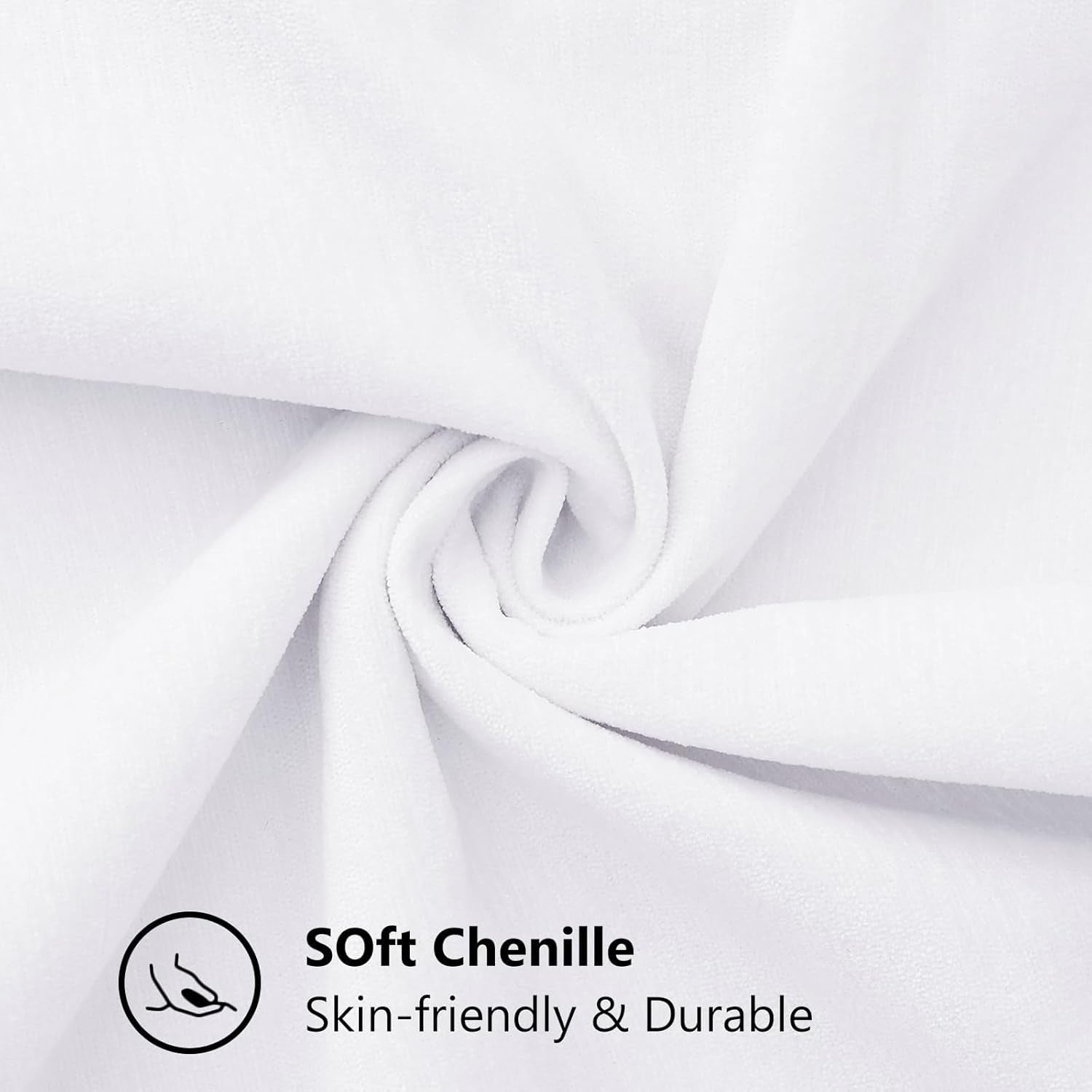 Chenille Soft Throw Pillow Covers 26X26 Set of 2, Farmhouse Velvet Neutral Decorative Euro Pillow Covers with Stitched Edge for Couch Sofa Bed Home Decor, White