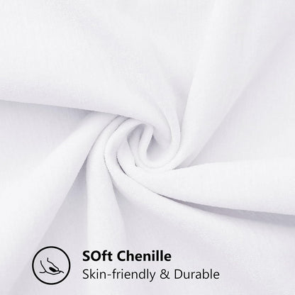 Chenille Soft Throw Pillow Covers 26X26 Set of 2, Farmhouse Velvet Neutral Decorative Euro Pillow Covers with Stitched Edge for Couch Sofa Bed Home Decor, White